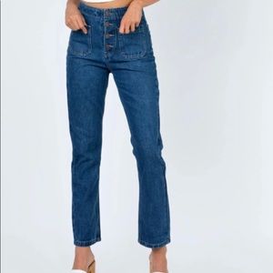 Princess Polly Button Fly High Waisted Vela Jeans Size 4 NWT